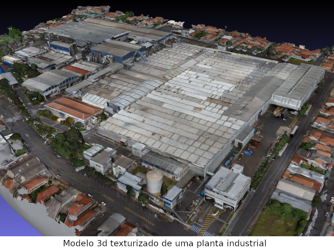 Modelo 3D texturizado de uma planta industrial